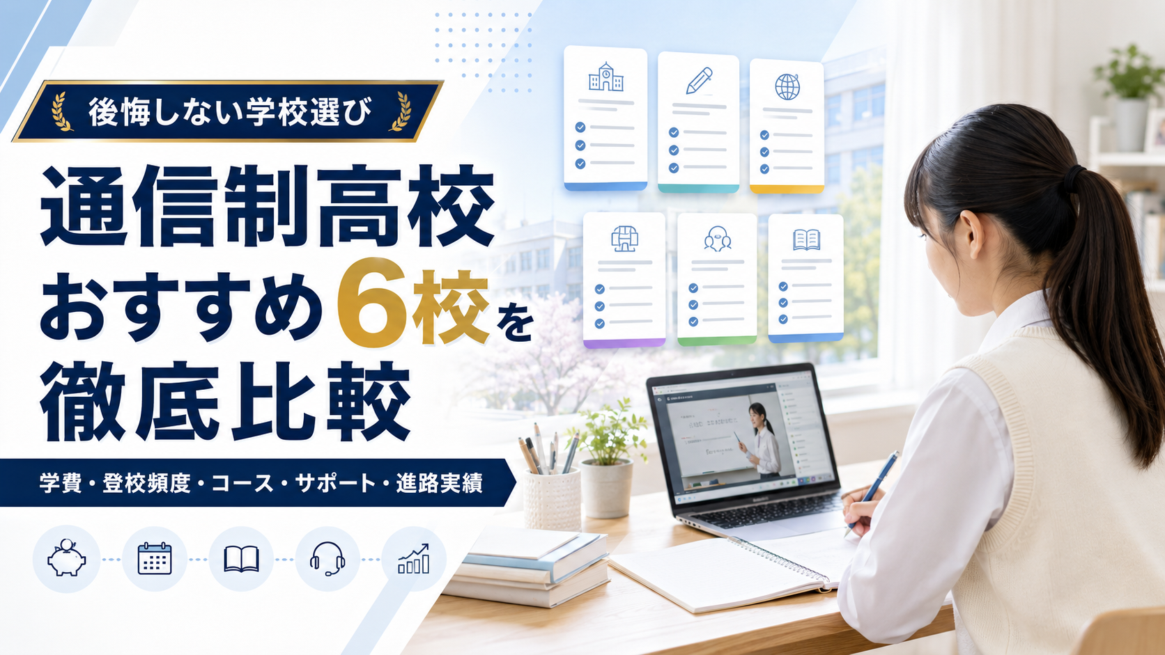通信制高校おすすめ6校を徹底比較【2026年最新】学費・登校日数・コースで選ぶ